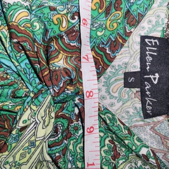 Ellen Parker Size Small Green Paisley Floral Boho Maxi Dress Lightweight Summer - Picture 3 of 7